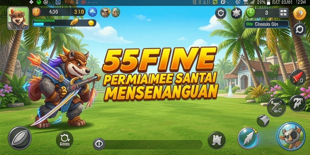 Screenshot gameplay 55FIVE yang mengasyikkan dan penuh warna.