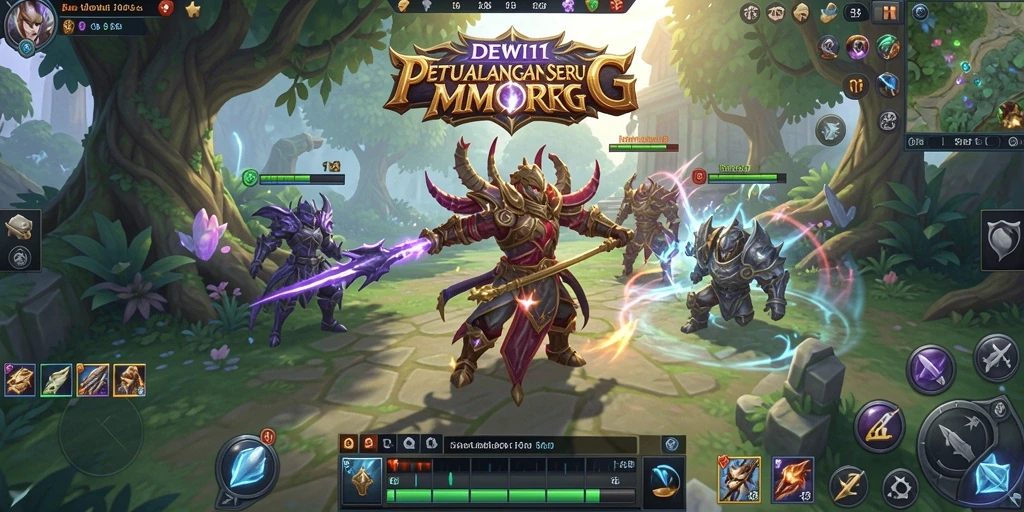 Screenshot utama DEWI11 menampilkan pertempuran seru dan grafis menawan.