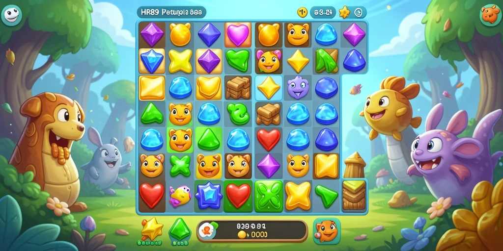 Tampilan gameplay menarik dari HR89 dalam genre Match-3.