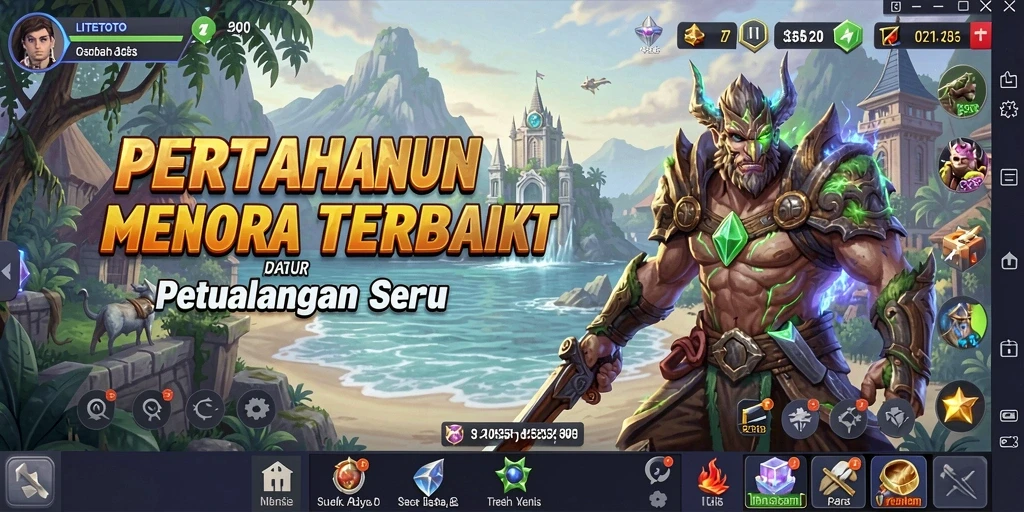 Gameplay LITETOTO menampilkan pertempuran menara yang seru dan strategis.