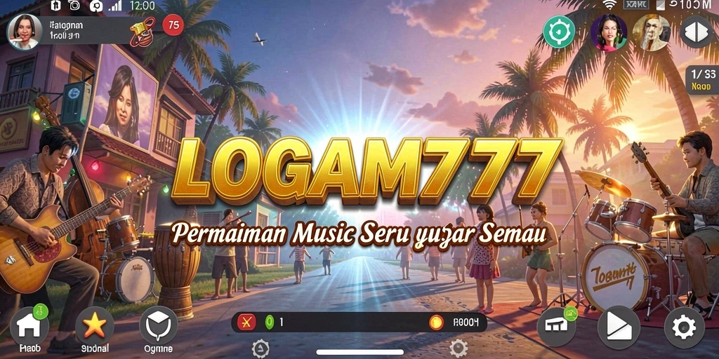 Screenshot gameplay LOGAM777 menampilkan tantangan musik yang seru.