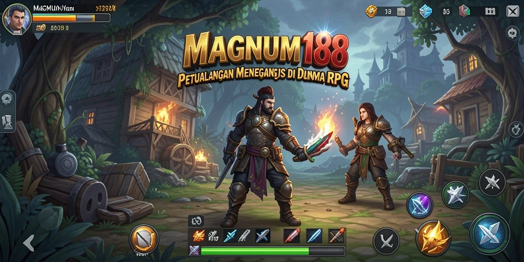 Tampilan utama gameplay RPG MAGNUM188 saat petualangan dimulai.