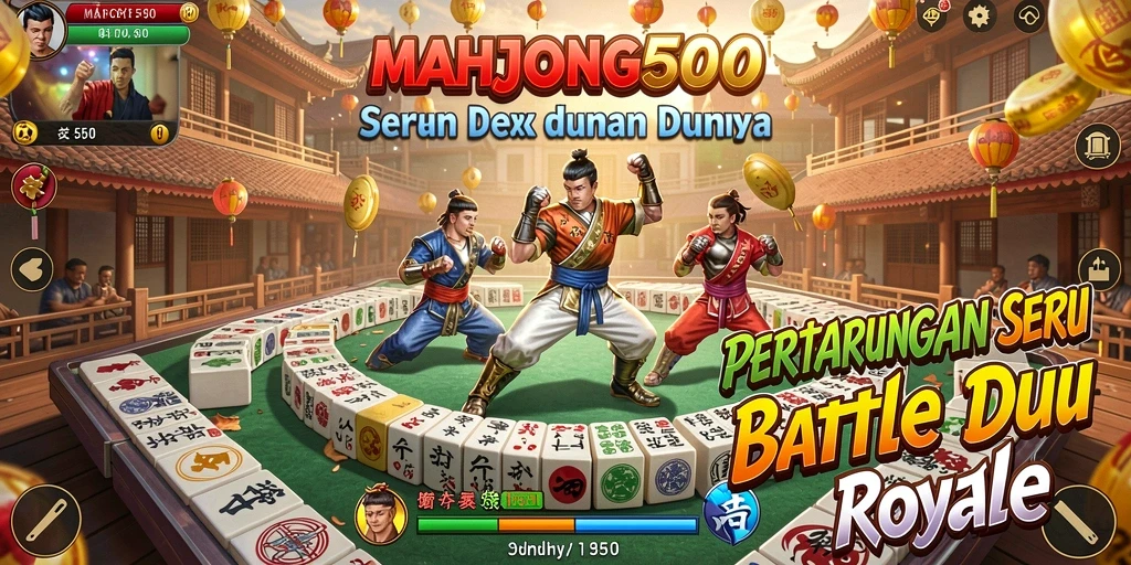 Tampilan gameplay seru dalam MAHJONG500 di arena Battle Royale.