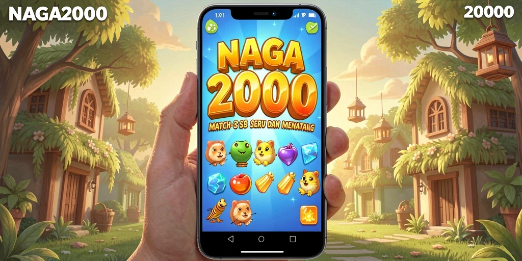 Screenshot gameplay NAGA2000 menunjukkan aksi seru mencocokkan permata.