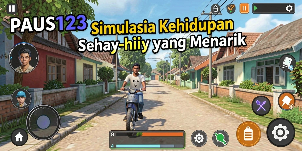 Menampilkan karakter utama dalam tugas sehari-hari di PAUS123.