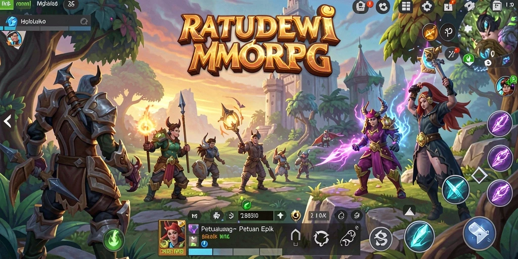 Gameplay seru di dunia fantastis RATUDEWI yang menanti petualangan.