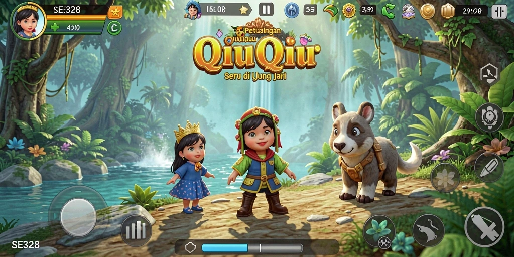 Screenshot gameplay SE328 menampilkan aksi kartu QiuQiu yang seru.