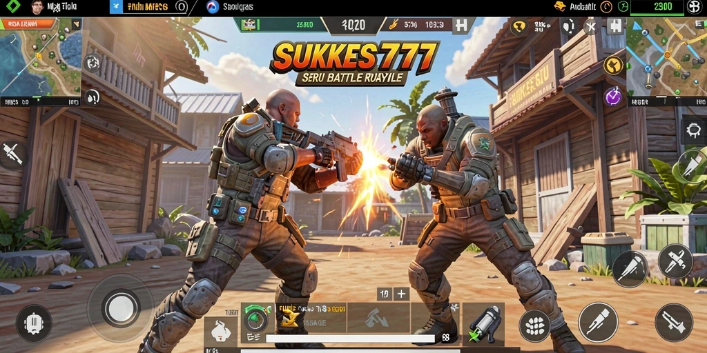 Screenshot gameplay SUKSES777 di medan pertempuran Battle Royale.