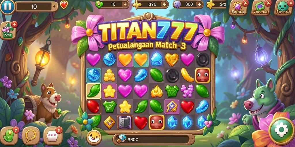 Tampilan gameplay menantang dari game Match-3 TITAN777.