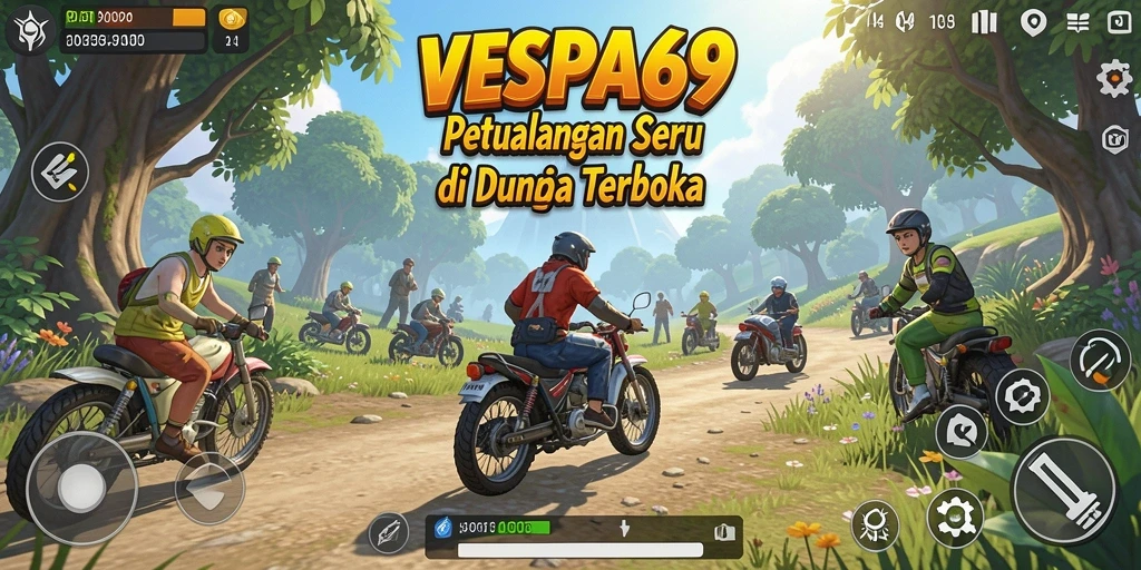 Screenshot utama VESPA69 menampilkan gameplay mendebarkan di dunia terbuka.