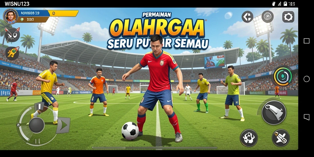 Screenshot menampilkan aksi seru dalam gameplay olahraga di WISNU123.